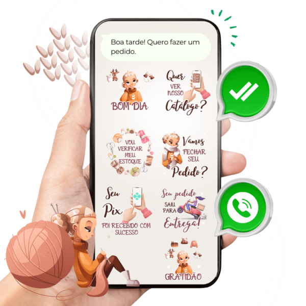 Figurinhas de Whatsapp para Crochê